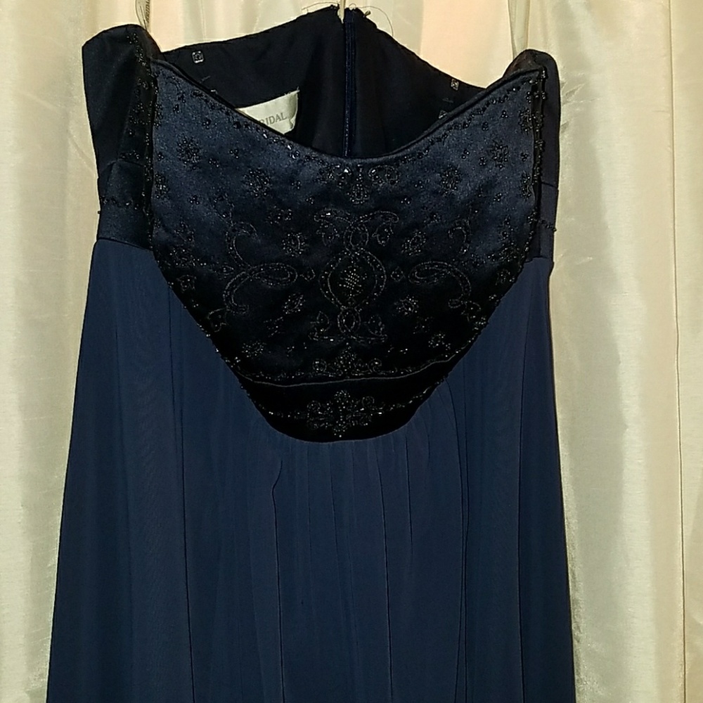 Navy David's bridal dress